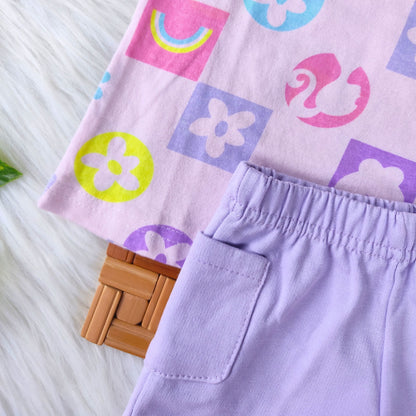 Drop shoulder frill Co-ord set - Lavender