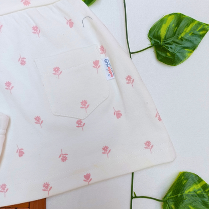 Sleeve Frock + Bloomer set - Tiny Pink Flowers
