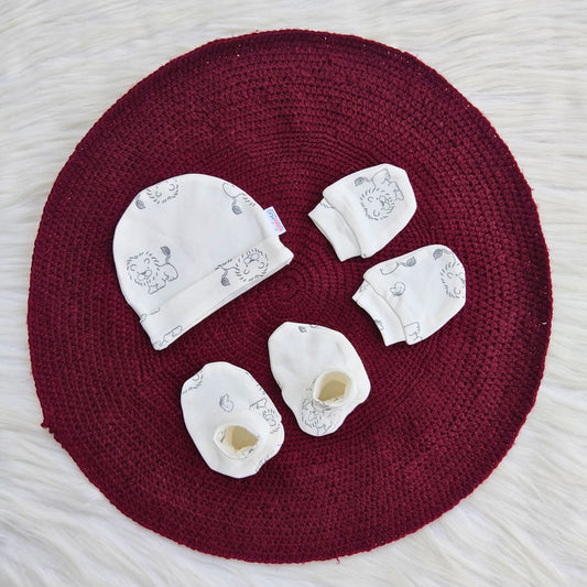Cotton Cap-Mittens-Booties- Baby Roar