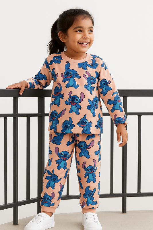 Printed Cotton Pyjama set - Peach Stitch