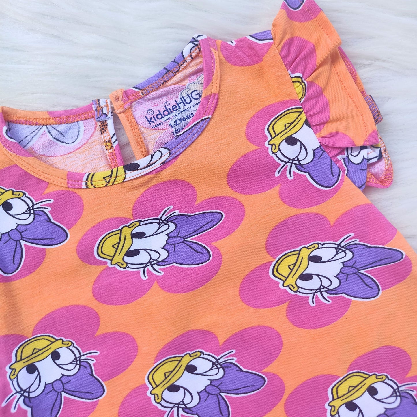 Frill sleeve top & Full pant set - Peach Pop