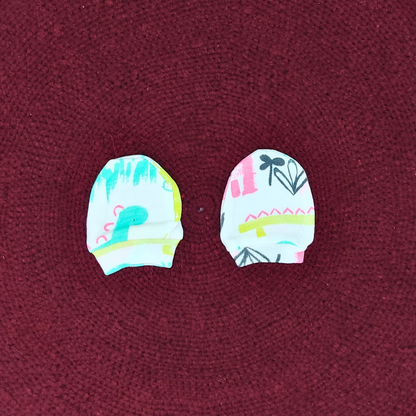 Cotton Cap-Mittens-Booties- Baby Dinos