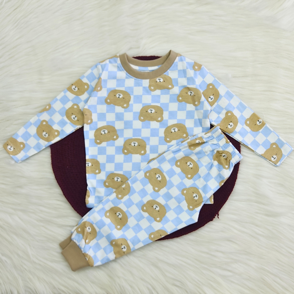 Printed Cotton Pyjama set - Teddy Check