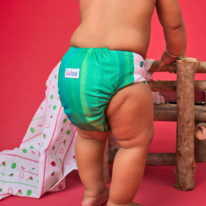 Freesize cloth diaper - Green shades (6kg-17kg) - Day and night usage