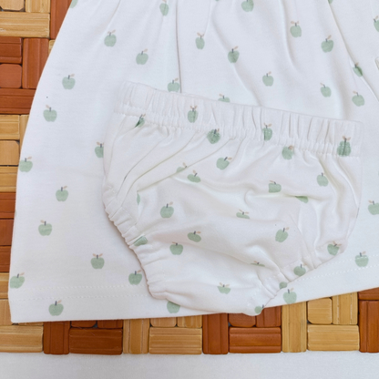 Sleeve Frock + Bloomer set - Green Apple