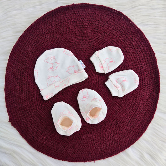 Cotton Cap-Mittens-Booties- Rabbit