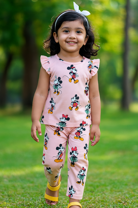 Frill sleeve top & Full pant set - Minney Love