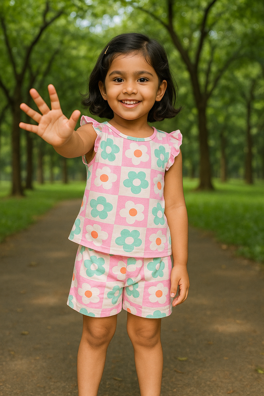 Frill Co-ord set -  Flowers