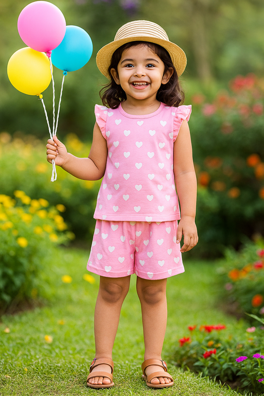 Frill Co-ord set - Pretty hearts