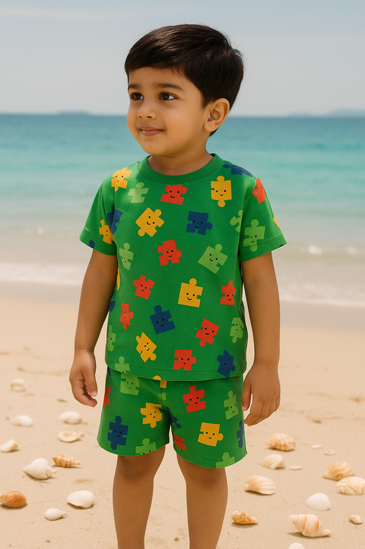 Co-ord set - Green Puzzles