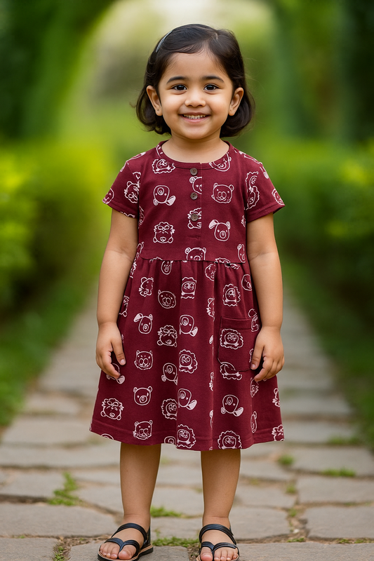 Comfy Frock - Maroon cubs