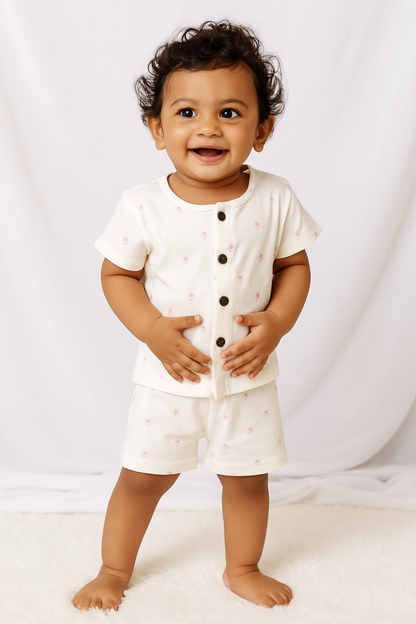 Sleeve Jabla + Shorts set - Pink Flowers