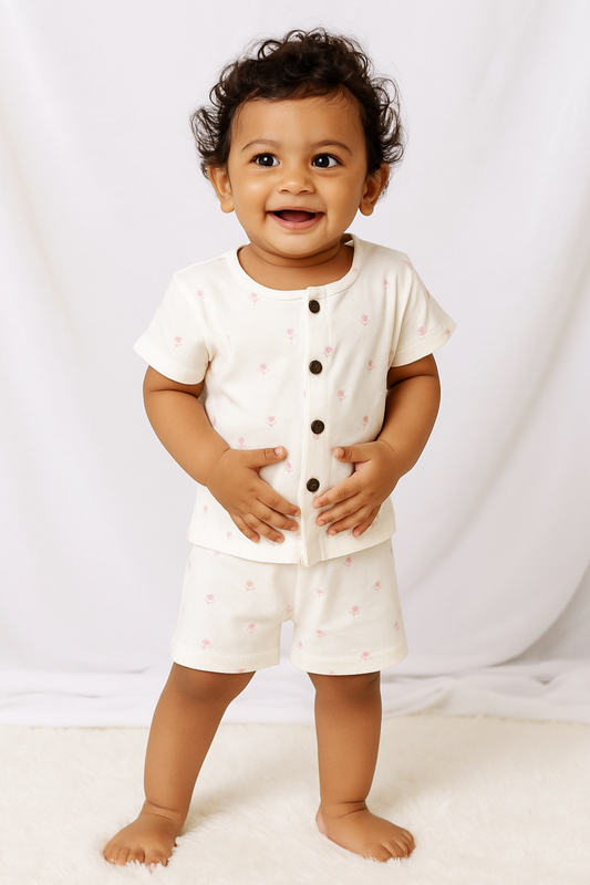 Sleeve Jabla + Shorts set - Pink Flowers