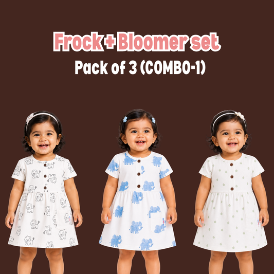 Sleeve Frock + Bloomer set - Combo 1
