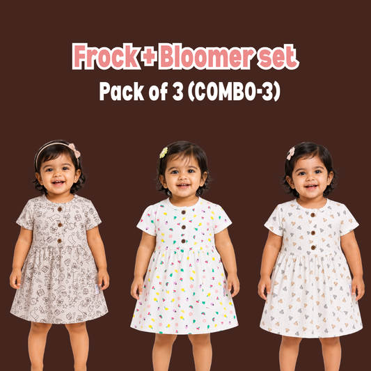 Sleeve Frock + Bloomer set - Combo 3