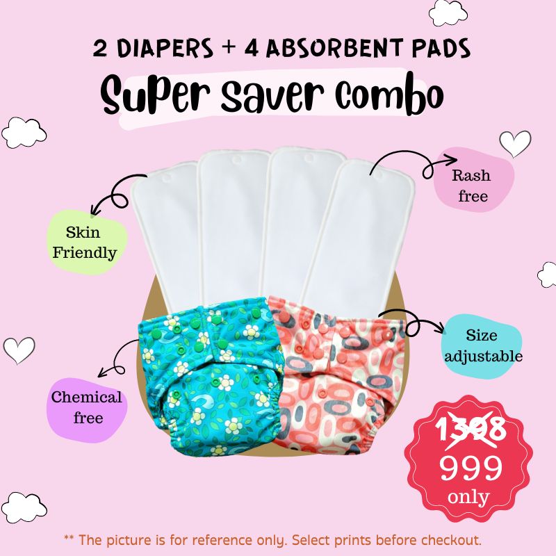 Cover Diaper Value Pack - (2 Diapers + 4 Inserts)