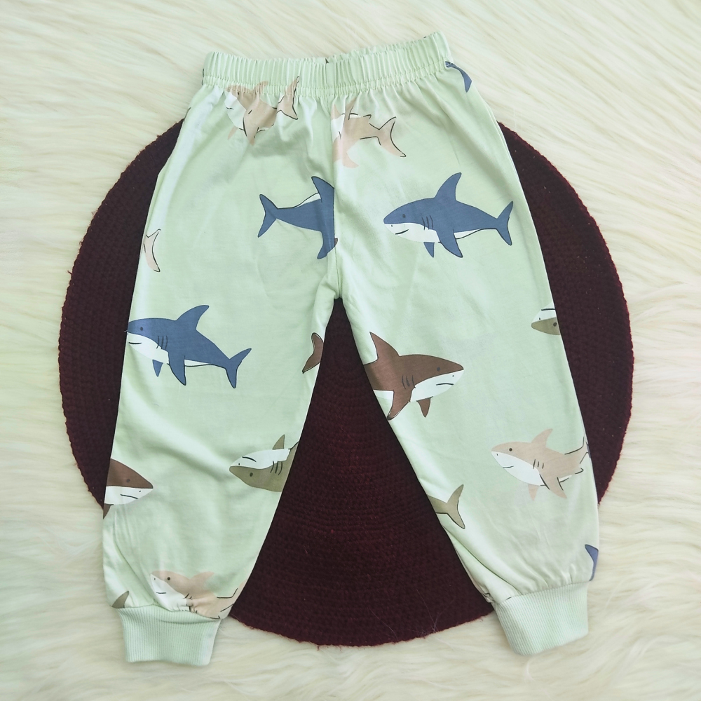 Printed Cotton Pyjama set - Minty Sharks