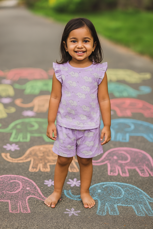 Frill Co-ord set -  Elephants