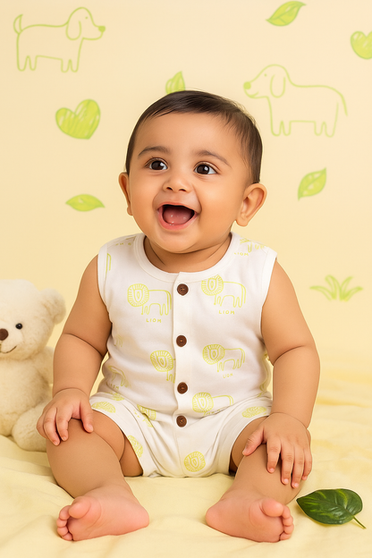 Sleeveless Jabla + Shorts set - Green Lion