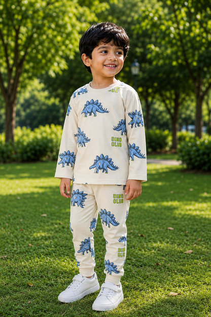 Printed Cotton Pyjama set - Dino Club