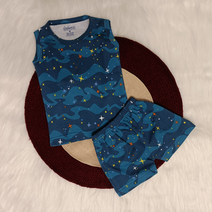 Sleeveless Top & Shorts set - Starry night