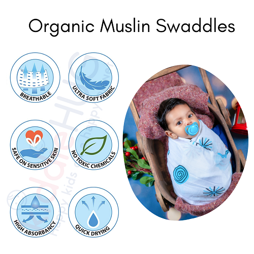 Organic Cotton Muslin Towels / Swaddles Combo- Pack Of 3