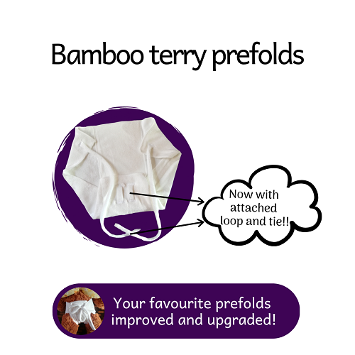 Bamboo Terry Prefold With Loop & Tie