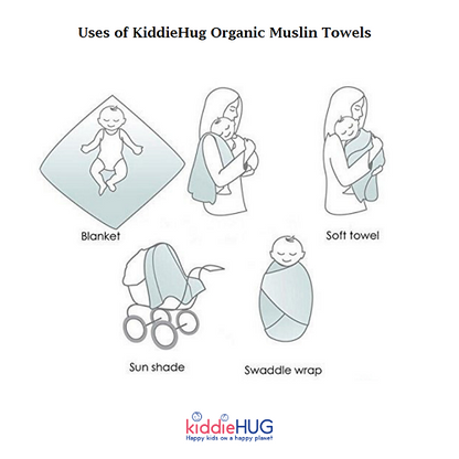Organic Muslin Cotton Towels - Hearts